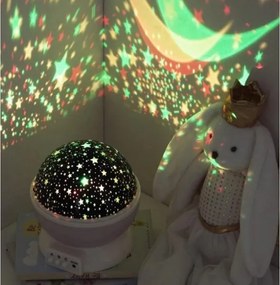 Atmosphera - Proiector LED pentru copii, alimentat de 3 baterii AA, roz