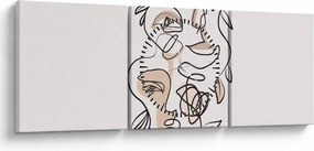 Tablou - Line art facials (cu ceas) (90x30 cm)