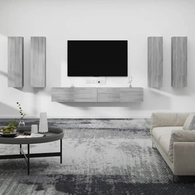 vidaXL Set dulapuri TV, 6 piese, gri sonoma, lemn prelucrat