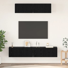 vidaXL Dulap pentru TV pe Perete Altele cu depozitare cu ușă 4 pcs Stejar Negru