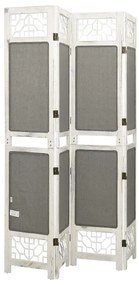 338555  4-Panel Room Divider Grey 140x165 cm Fabric 140 x 165 cm, 1