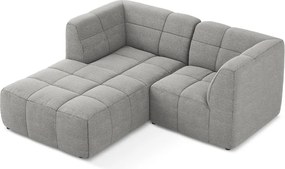 Colțar gri cu tapițerie din țesătură bouclé (cu colț pe partea stângă/cu șezlong) Aloha – Makamii