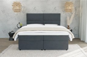 Pat boxspring gri cu spațiu de depozitare 180x200 cm Rico – Ropez
