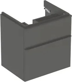 Dulap baie suspendat gri inchis lava 584x470x617 cm, 2 sertare, pentru lavoar, Geberit Smile 60 cm