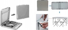 Masă de camping cu 4 scaune cu motiv din lemn