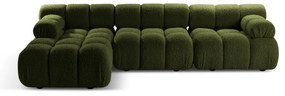 Colțar modular verde cu tapițerie din țesătură bouclé (cu colț pe partea stângă ) Bellis – Micadoni Home