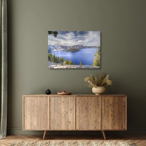 Tablou pe sticlă lacul montan (70x50 cm)