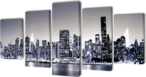 vidaXL Set de tablouri pânză, monocrom, imprimeu New York Skyline, 100x50 cm