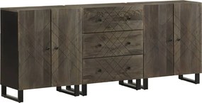 vidaXL Bufete 3 buc Negru 60x33x75 cm lemn masiv de mango