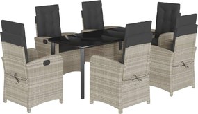 vidaXL Set mobilier de grădină cu perne, 7 piese gri deschis poliratan