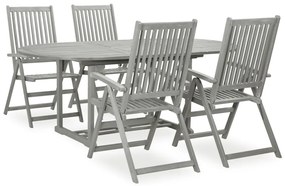 vidaXL Set mobilier de grădină, 5 piese, gri, lemn masiv de acacia