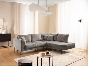 Colțar taupe cu tapițerie din chenille (cu colț pe partea dreaptă/în formă de ”L”) Mauris – Ropez