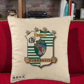 Perna Personalizata CSC Dumbravita Fotbal, 40x40 cm, Bej, Husa Detasabila, Perna Inclusa, BEKZ®