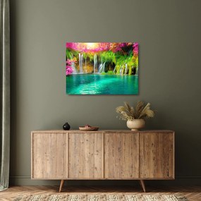 Tablou pe sticlă - Cascada, Lacurile Plitvice, Croația (70x50 cm)
