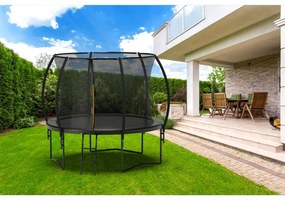 Trambulina de gradina cu plasa de siguranta si scara Culoare neagra, JUMP 305 cm