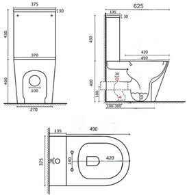 Combinație WC Paulo fără margine cu evacuare inferioară/posterioară