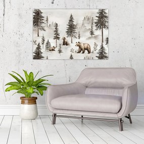 Tablou - Pădure cu Urși (90x60 cm)