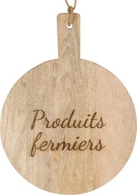Tocător rotund din lemn de acacia, cu mâner, 40x30 cm, „Produits fermiers”