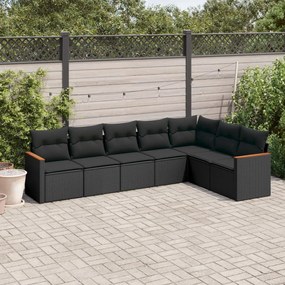 3226027 vidaXL Set canapele de grădină cu perne, 7 piese, negru, poliratan