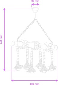 Lustră pe lanț Brilagi KOS 6xE27/60W/230V fag