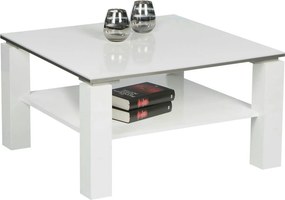 Masuta cafea Romy mini, alb lucios, PAL melaminat, 75x75x41 cm