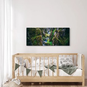 Tablou - Râu într-o vale stâncoasă (120x50 cm)