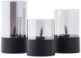 Brilliant - Set 3x lumânări LED BOUGIE LED/2xAA IP44 negru/fumuriu