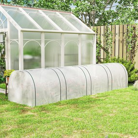 Outsunny Seră de Grădină, 4 Uși Rulabile, Oțel și Plastic, 395 x 100 x 80 cm, Alb | Aosom Romania