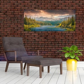 Tablou cu râu montan și munți (120x50 cm)