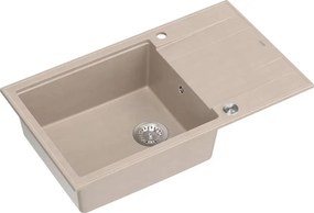 Chiuveta compozit incastrata Quadron Unique Evan 136 XL bej - inox 86x50 cm