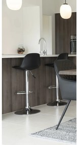 Taburet de bar Trondheim, piele PU, negru, picioare cromate