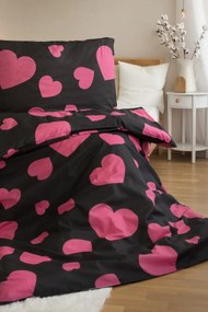 Lenjerie de pat din polibumbac HEART PINK, negru Dimensiune lenjerie de pat: 2 buc 70 x 90 cm | 200 x 220 cm