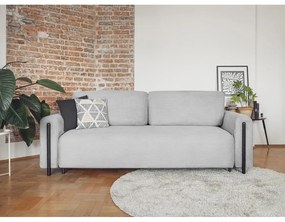 Canapea gri deschis extensibilă/cu spațiu de depozitare cu tapițerie din catifea reiată 244 cm Arcadova – ELTAP