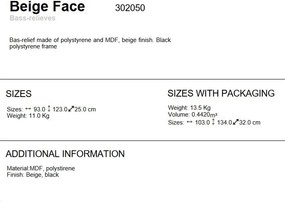 Tablou / Basorelief decoratiune perete Beige Face 90X120cm