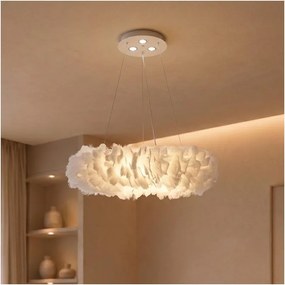 Brilagi - Lustru LED pe cablu FEATHER 3xE27/40W/230V + 3xLED/3W diam. 50 cm alb