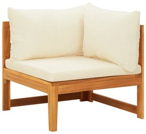 316315 vidaXL Canapea de colț cu perne alb crem, lemn masiv de acacia