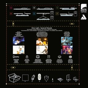 Panou LED RGBW dimabil aplicat Eglo 32547 SALOBRENA-C 34W/230V alb + telecomandă