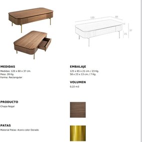 Masuta de cafea moderna design LUX Wood and Gold