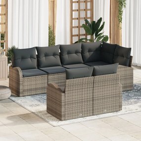 vidaXL Set de canapele pentru grădină cu pernă 7 pcs Gri Rattan poli