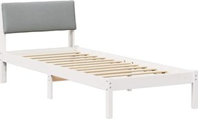 vidaXL Cadru de pat Alb și gri deschis 80 x 200 cm Lemn masiv de pin