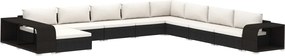 vidaXL Set mobilier de grădină cu perne, 11 piese, negru, poliratan