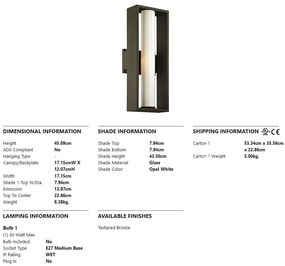 Aplica de perete pentru exterior MONDRIAN, cu protectie IP44
