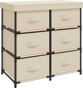 vidaXL Dulap de depozitare cu 6 sertare, crem, 55x29x55 cm, oțel