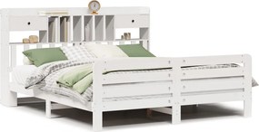 vidaXL Pat cu bibliotecă fără saltea, 180x200 cm, lemn masiv de pin