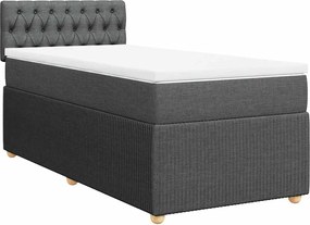 vidaXL Pat box spring cu saltea, gri închis, 90x190 cm, textil