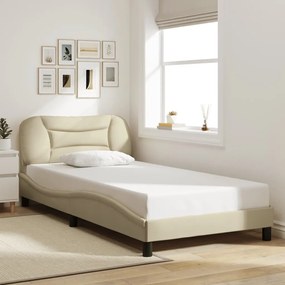 vidaXL Cadru de pat fără saltea, crem, 100x200 cm, textil