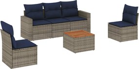 vidaXL Set canapele de grădină cu perne, 6 piese, gri, poliratan