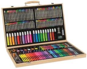 TRUSA DE DESEN SI PICTURA PENTRU COPII, IN VALIZA DE LEMN, 157 ACCESORII - RS TOYS (RS11899)