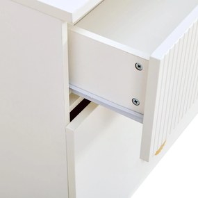 Comodă modernă cu 6 sertare, mânere tip evantai și picioare din oțel, mult spațiu de depozitare, 120x40x75 cm, Alb