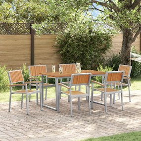 vidaXL Set de dining pentru grădină , 7 piese, gri, oțel și lemn de acacia